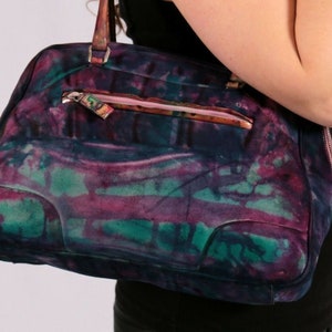 Vintage Prada Bowling Bag Leather Purse Handbag Purple Green