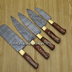 Damascus Chef Set of Chef Knife - Kitchen Chef Knife Set Damascus Knife Christmas Gift Anniversary Gift For Him