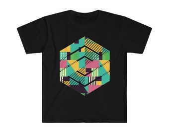 Cube Men Women Tshirt Geometric Colorful Design, Sacred Geometry, Graphic T Shirt, Abstract Cool Hipster Festival Artistic Tee Gifts For Him