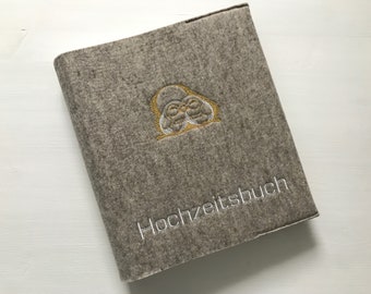 Hochzeitsbuch, Hochzeitsfotoalbum mit “Eule” und “Hochzeitsbuch” Stickerei, Fotoalbum, Gästebuch, Erinnerungen Album, Notizbuch