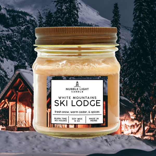 White Mountains SKI LODGE Hand-Crafted Scented Soy Candle | Christmas Lovers' Candle | Non-Toxic | Robust Scent | Long Burn Time