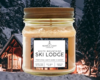 White Mountains SKI LODGE Hand-Crafted Scented Soy Candle | Christmas Lovers' Candle | Non-Toxic | Robust Scent | Long Burn Time