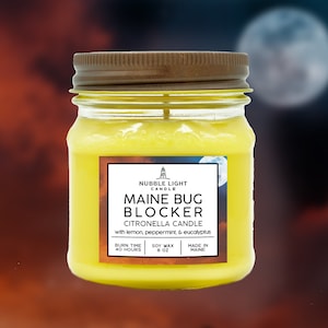 MAINE BUG BLOCKER | Citronella Soy Candle | Lemon & Peppermint Scented | Maine Inspired | Camp Candle | Small Batch
