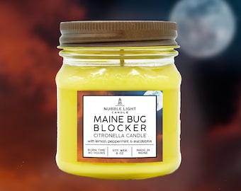 MAINE BUG BLOCKER | Citronella Soy Candle | Lemon & Peppermint Scented | Maine Inspired | Camp Candle | Small Batch