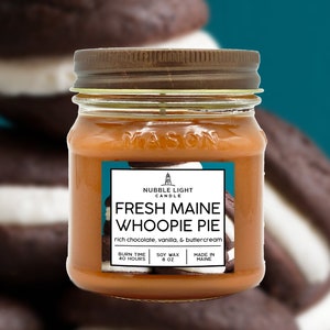 Świeża świeca sojowa zapachowa WHOOPIE PIE z Maine | Świeca dla miłośników czekolady | Nietoksyczna | Czyste spalanie | Intensywny zapach | Długi czas palenia