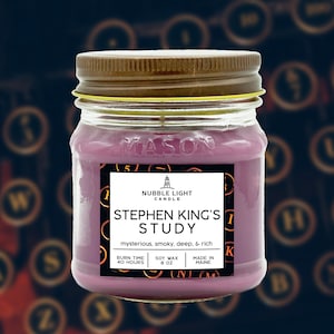 STEPHEN KING'S STUDY -  Smoky, Deep Plum, Oak Scented Soy Candle | Book Lover's Candle | Made in Maine | Non-Toxic | Bookish Bookworm