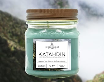 KATAHDIN - APPALACHIAN TRAIL Petrichor, Earthy, Woodsy, and Ozone Scented Soy Candle | Hiker's Candle | Made in Maine | Non-Toxic | Robust