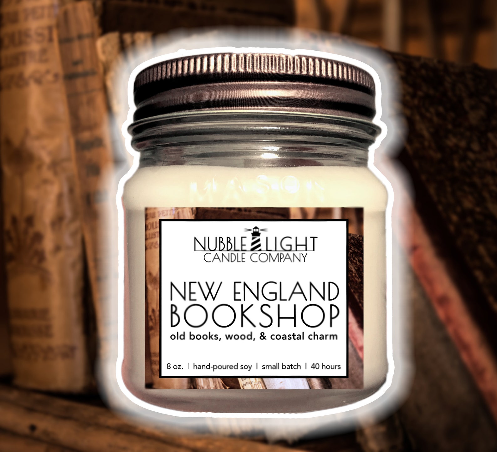 New England Bookshop candle