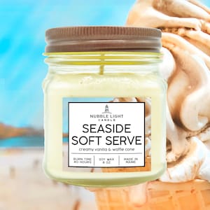 SEASIDE SOFT SERVE Scented Soy Candle | Vanilla Lovers&#39; Candle | Non-Toxic | Clean Burn | Robust Scent | Long Burn Time