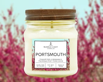 PORTSMOUTH - Fragrant Crabapple and Mossy Ozone Scented Soy Candle | Airy and Sweet Candle | Made in Maine | Non-Toxic | Robust Scent