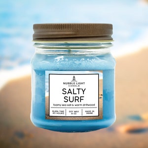 Salty Surf Scented Soy Candle: Beach & Driftwood, 8 oz