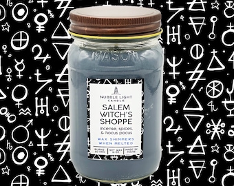 SALEM WITCH'S SHOPPE 16oz Hand-Crafted Scented Soy Candle | Fall Lover's Candle | Salem Inspired | Autumn | Witch's Candle