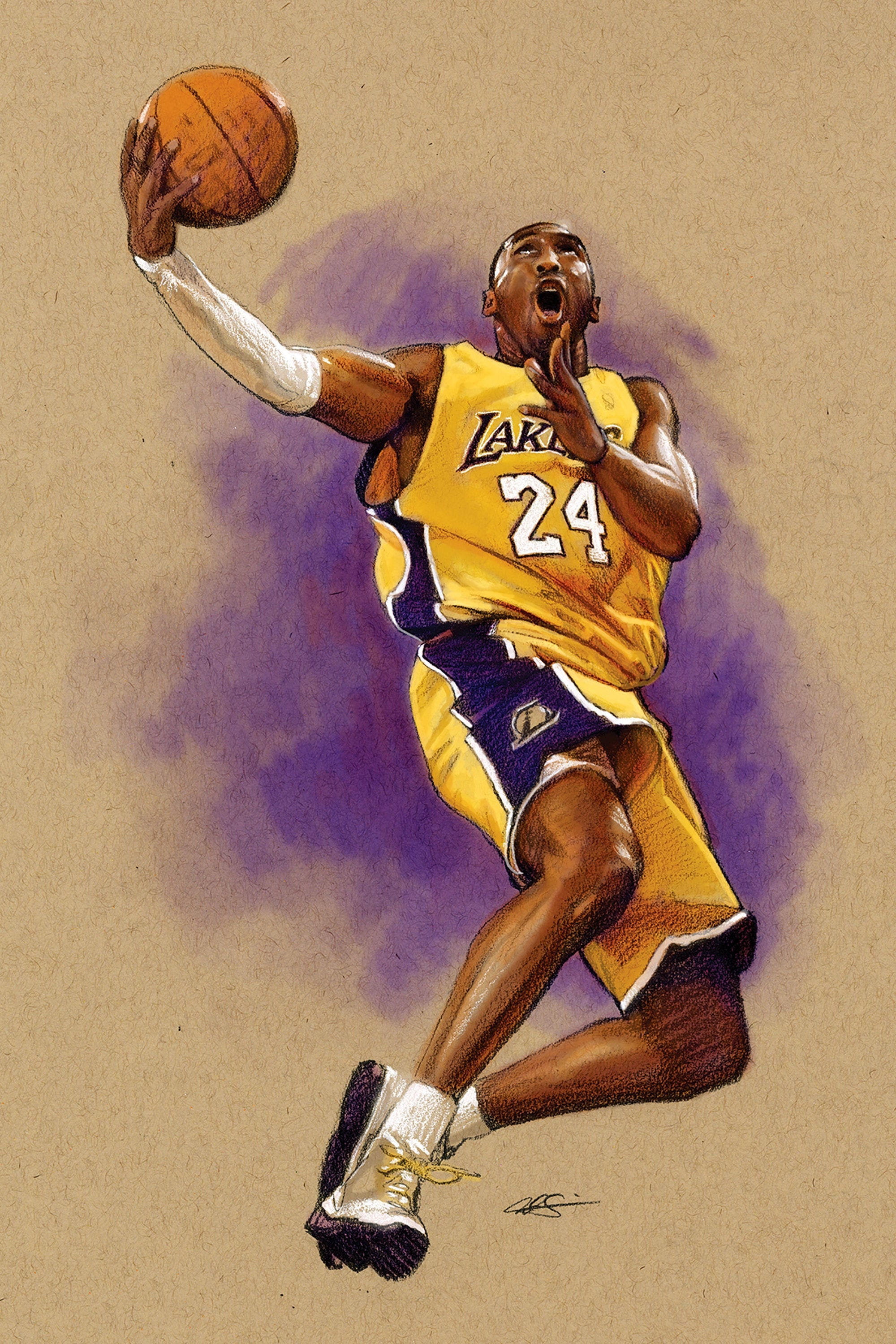 Kobe Bryant Los Angeles Lakers NBA Art Print With Matte 4x6 Postcard kobe-bryant-los-angeles-lakers-nba-art-print-with-matte-4x6-postcard