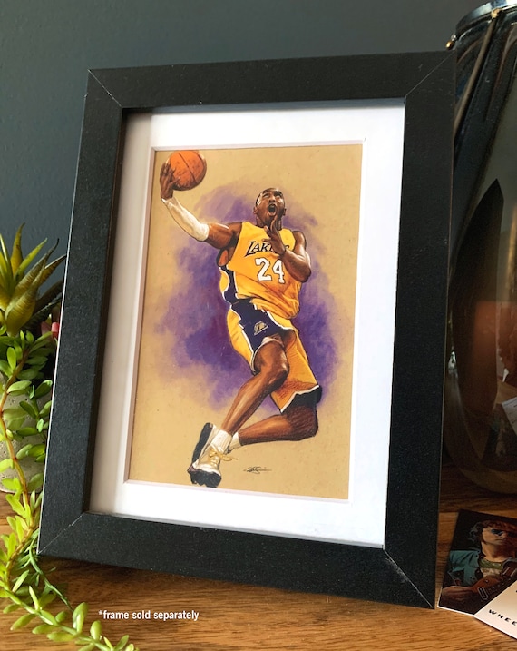 Kobe Bryant Los Angeles Lakers NBA Art Print With Matte - 4x6