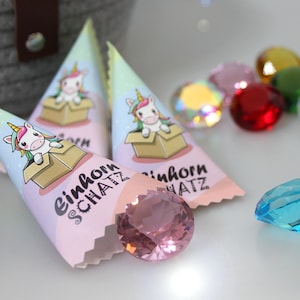 Einhorn Schatz Mystery Box für Mädchen | Glitzer Glas Diamant | Mitgebsel & kleine Geschenkidee für die Schnitzeljagd