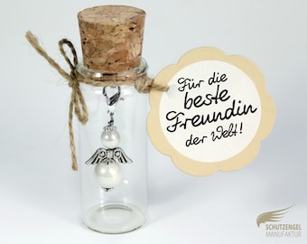 Für die beste Freundin Engel Kettenanhänger Schutzengel im Glas Freundschaftsgeschenk mit oder ohne Edelstahl Halskette