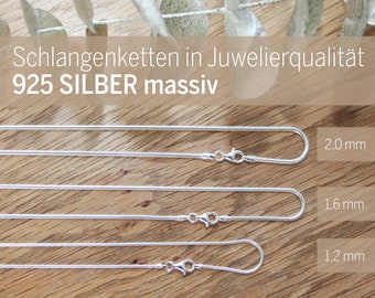Schlangenkette 925 Silber massiv in Juwelierqualität | kurz und lang, dünn und dick