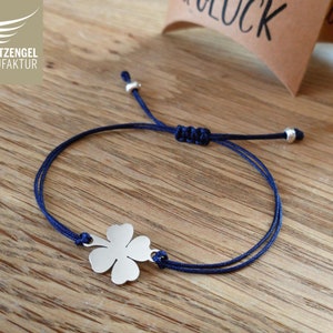 Lucky Leder Armband Mit Vierblättrigem Kleeblatt – Schmal, Mit Diamantbesatz, Für Uhren Bis 22 Mm Bandbreite