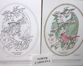 North Carolina - Black Line Drawing Limited Edition Bundle