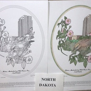 North Dakota Black Line Drawing Limited Edition Bundle image 1