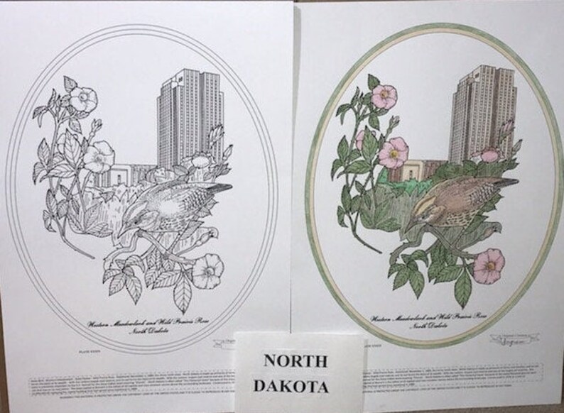 North Dakota Black Line Drawing Limited Edition Bundle image 1