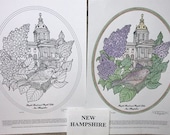 New Hampshire - Black Line Drawing Limited Edition Bundle