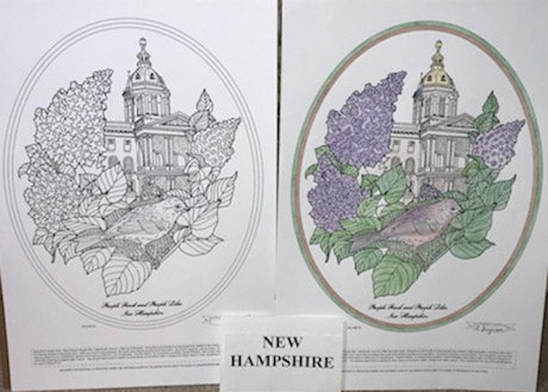 New Hampshire Black Line Drawing Limited Edition Bundle image 1