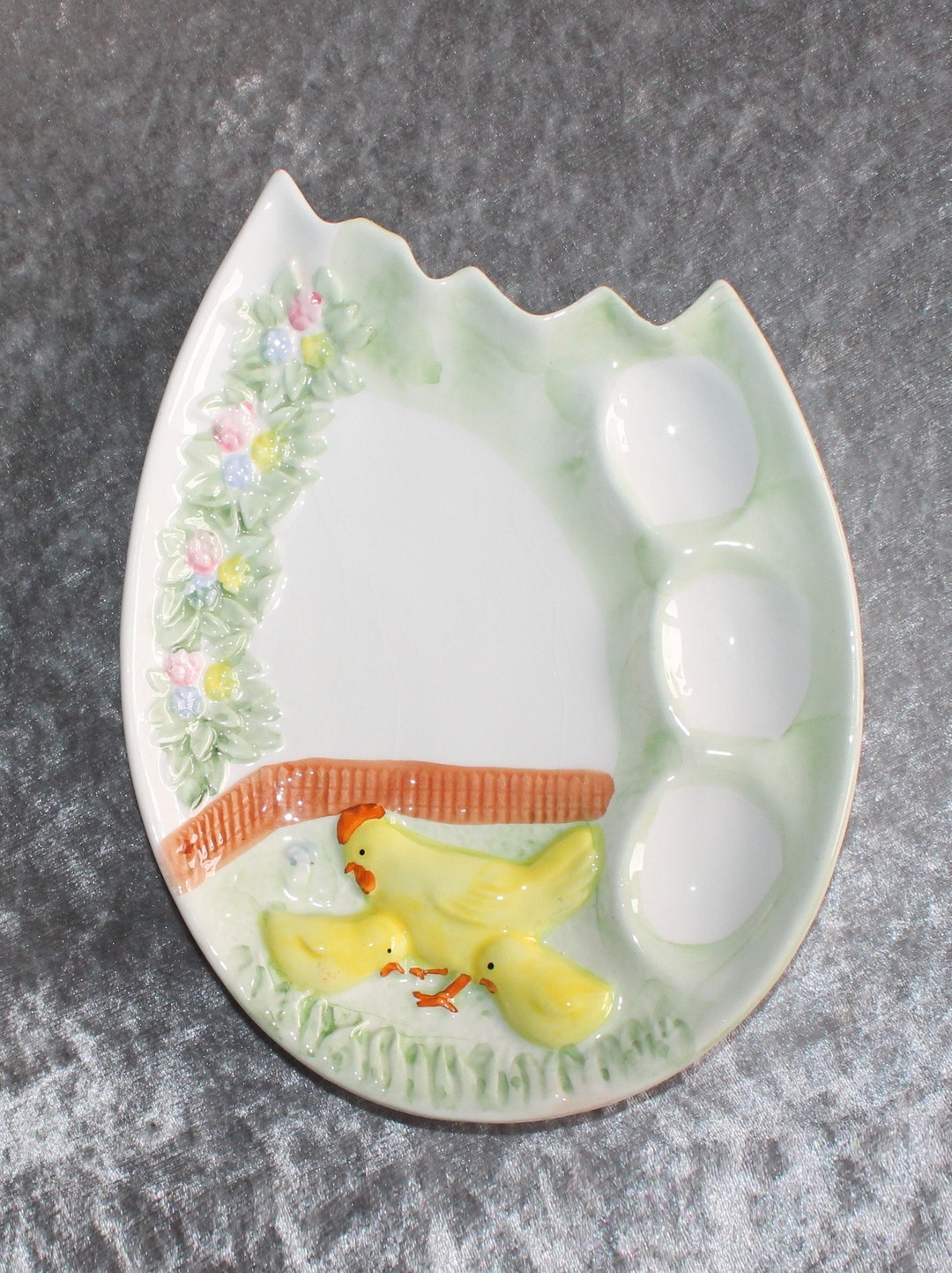 Vintage Egg Plate for 3 Ceramic Eggs Etsy