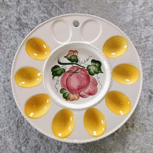Vintage Egg Plate Ceramic for 8 Eggs 70s