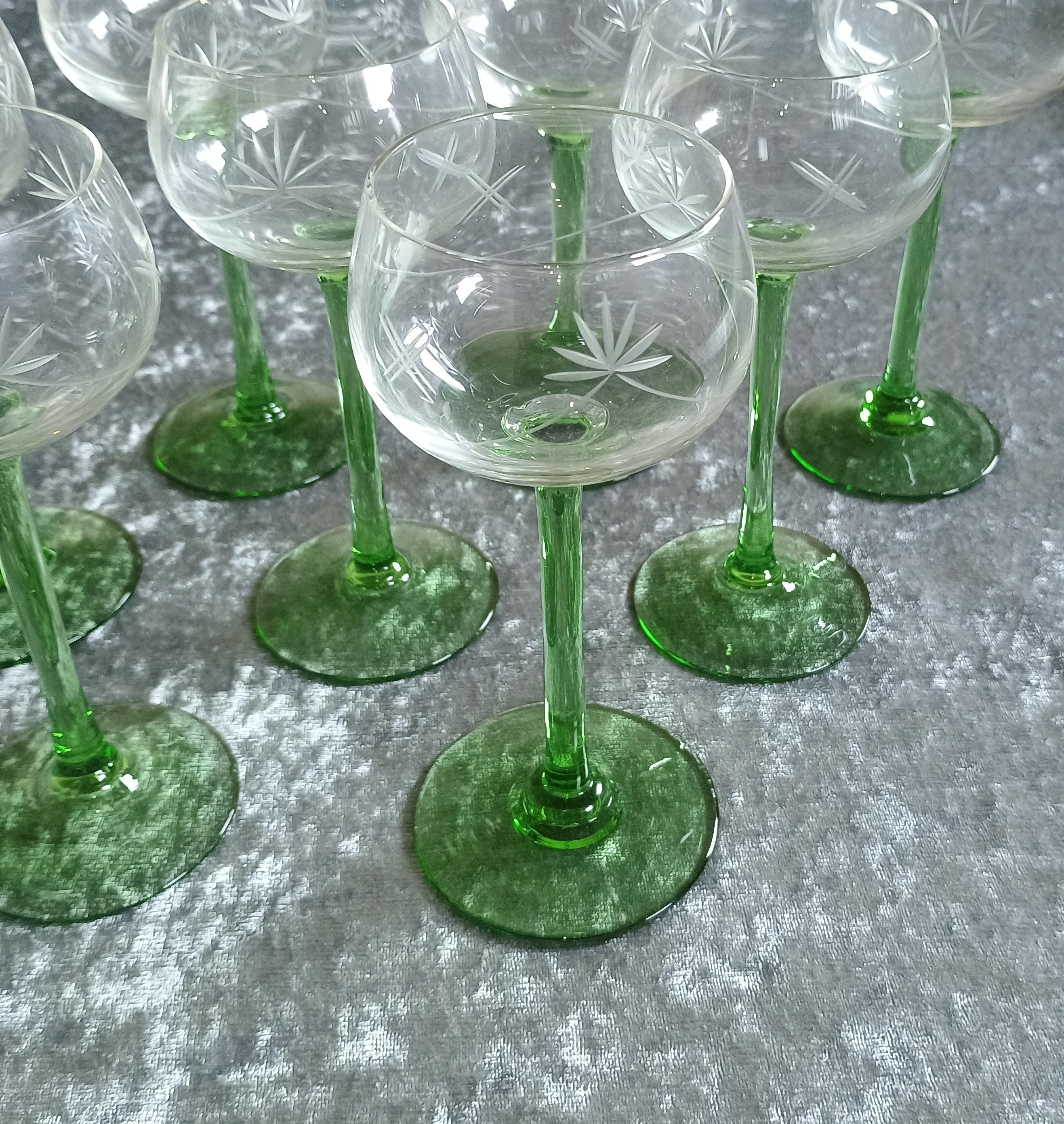 Antique roemer green glasses