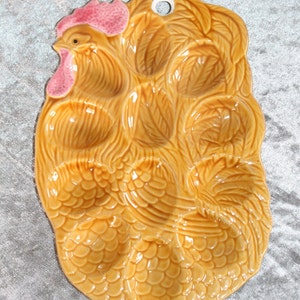 Vintage egg plate / egg plate ceramic chicken 70s