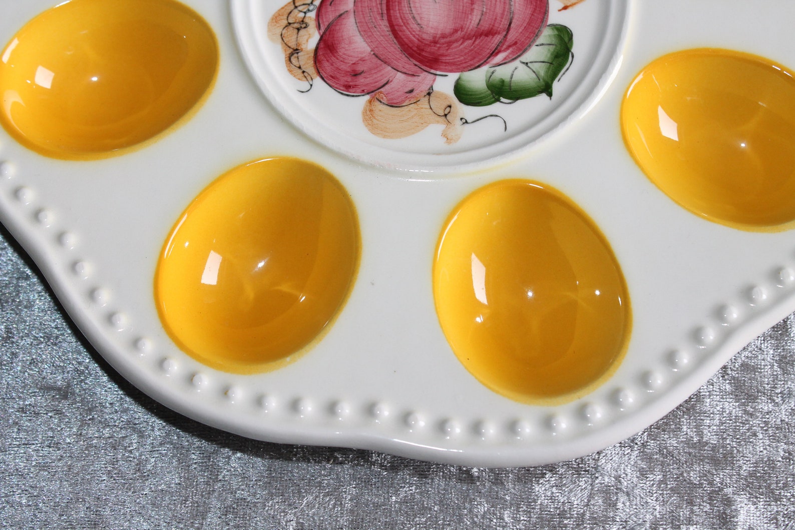 Vintage ceramic egg plate for 8 eggs Etsy
