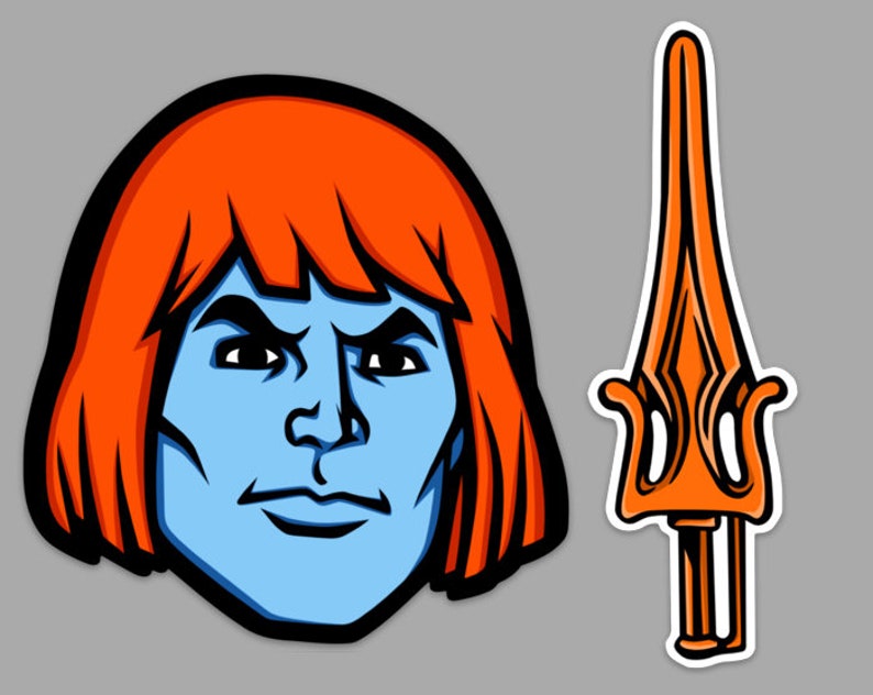 Faker He-Man and His Power Sword 80s MOTU Retro Cartoon Vinyl Art Stickers!