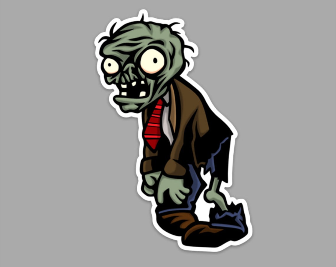 Plants vs. Zombies Zombie Sticker Video Game Undead Cartoon Etsy