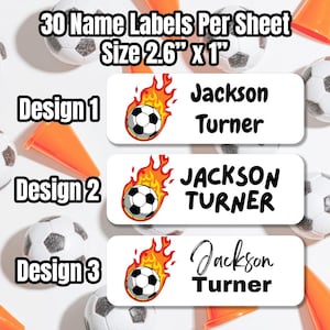 Soccer Ball Personalized Name Labels, Daycare/Preschool Labels, Back to School Name Stickers, Water bottle stickers
