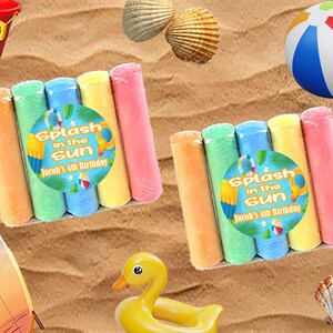 Splash in the Sun Birthday Chalk Favors | Custom Kids Party Favor | Sidewalk Chalk Party Favor | Toddler Party | Kids Birthday Goodie Bag