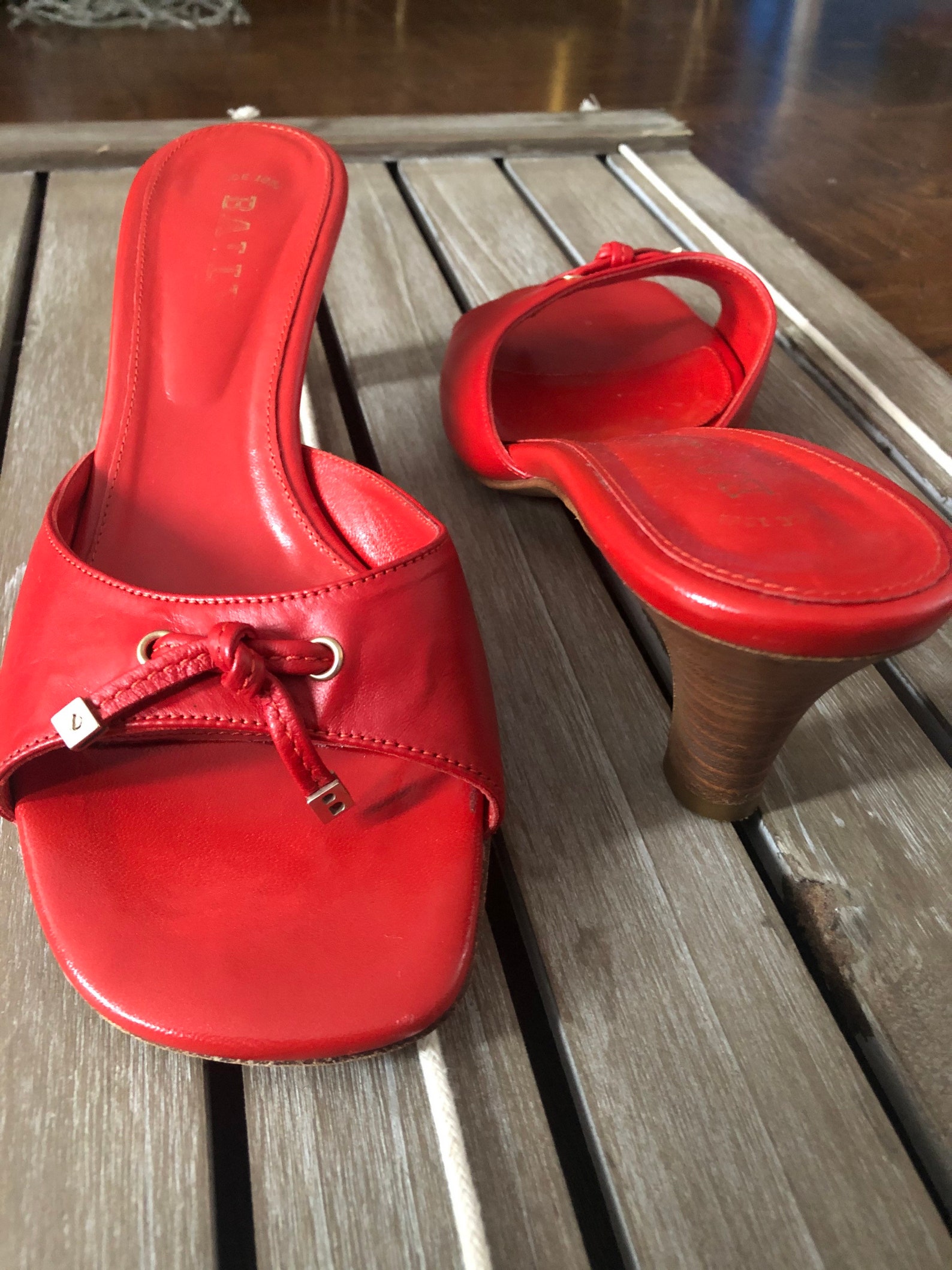 red leather sandals