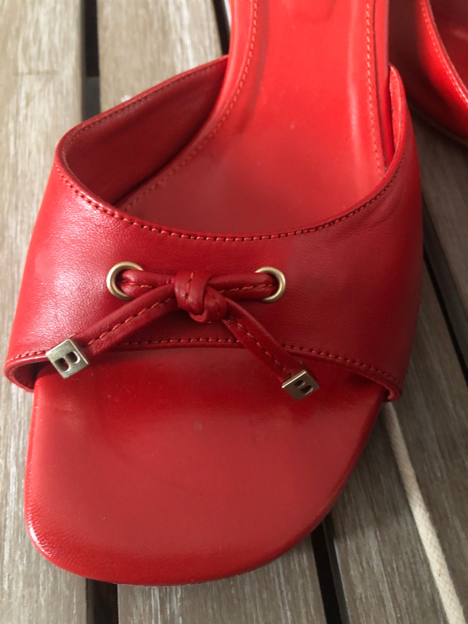 red leather sandals
