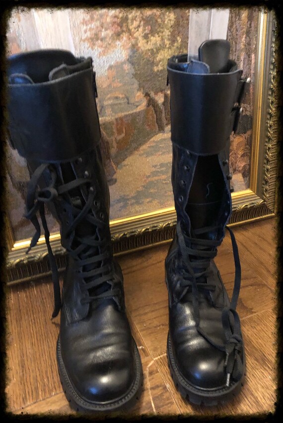 chanel military boots