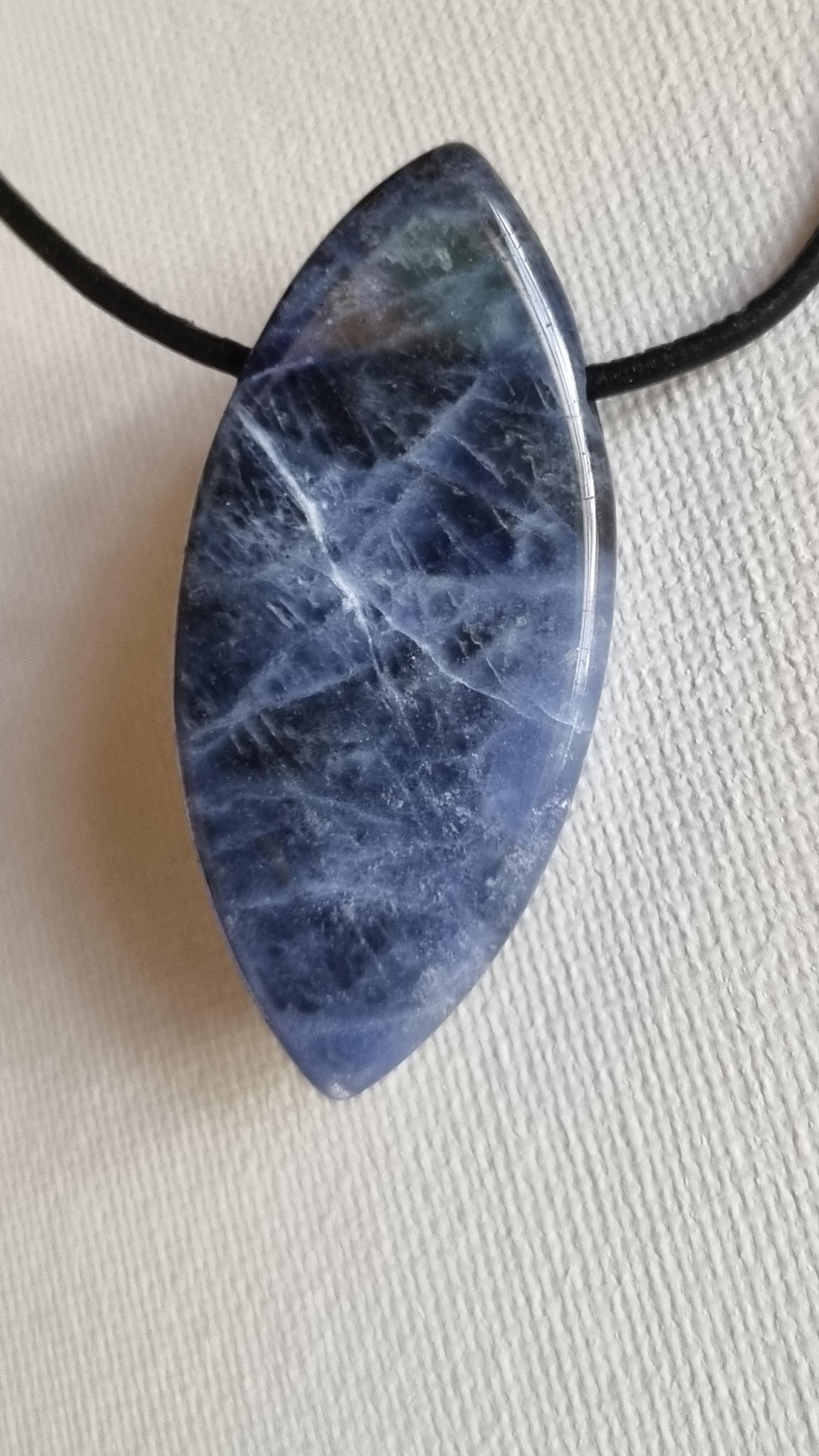 Pendentif En Pierre Sodalite Goutte 40mm - Fait Main En France - Neuf
