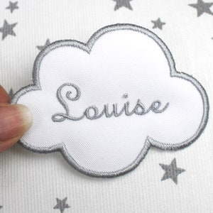 First name embroidered on cloud-shaped patch, color of your choice, font of your choice, iron-on option or not 8.5x6.5cm image 4