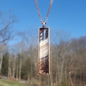 Copper Toned Bar shaped horse hair necklace by Equine Keepsakes