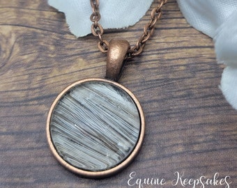 Copper Toned round circle shaped horse hair necklace by Equine Keepsakes