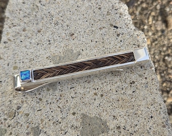 Braided Horse Hair Tie Bar Slide Sterling Silver