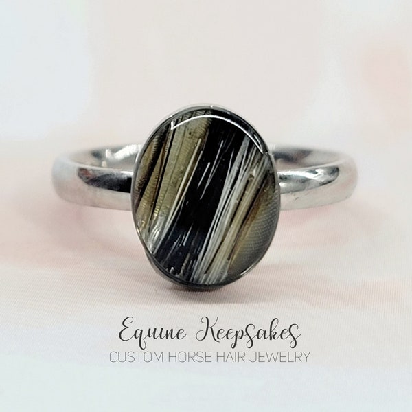 Stainless Steel Horse Hair Ring by Equine Keepsakes