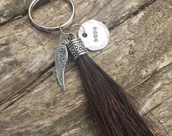 Tassel Horse Hair Key Chain with Personalized Name Charm by Equine Keepsakes