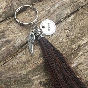 Tassel Horse Hair Key Chain with Personalized Name Charm by Equine Keepsakes