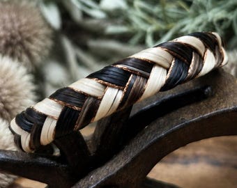 Custom color accented Chevron Horse Hair Bracelet Braided by Equine Keepsakes