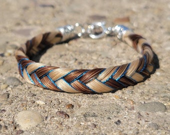 Custom Color Accented Chevron Horse Hair Bracelet Braided by