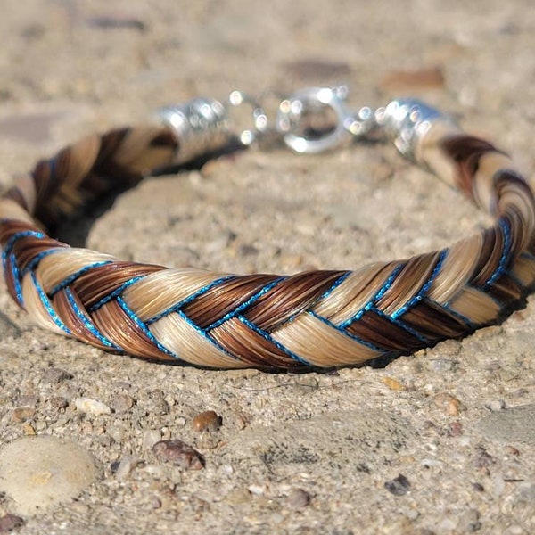 Custom color accented Chevron Horse Hair Bracelet Braided by Equine Keepsakes